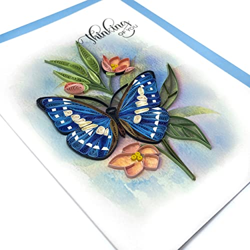 Thinking of You Butterfly Card, 5in x 7in, Blank Inside, Envelope Included, Perfect for Birthdays, Thank You, Anniversaries - color: Butterfly Thinking Of You