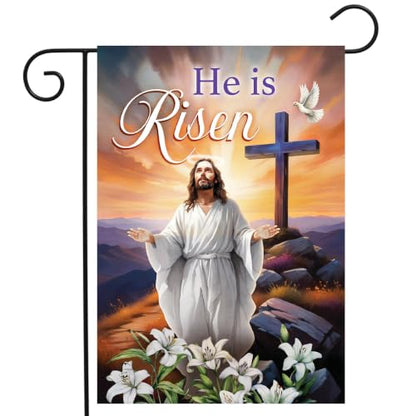 Briarwood Lane Jesus Is Risen Garden Flag - color: Jesus Is