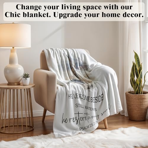 Jesus Christian Blanket, Christian Gifts for Women Men, Jesus Gifts, Religious Bible Verse Scripture Throw Blankets for Bedroom Living Room Church Office Couch Sofa, 50x60 Inches - color: Psalm 23