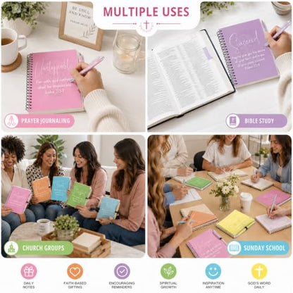 12 Set Christian Spiral Notebooks Bulk with Ballpoint Pen Christian Gifts Bulk Colorful Bible Verse Spiral Notebook Ballpoint Pen Inspirational Scripture Prayer Notebook Set for Church School Supplies - color: Colorful