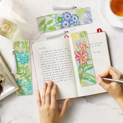8 Pieces Christian Bible Verse Diamond Art Bookmarks 5d Christian Beaded Bookmark Acrylic Tassel Bookmark for DIY Making Beginners Adults Arts Craft Supplies (Floral-1) - color: Floral-1
