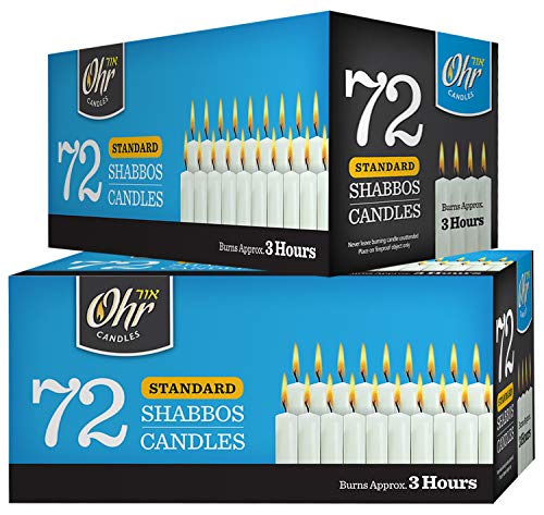 OHR CANDLES Shabbat Candles, Traditional Shabbos Candles, 3 Hour, 72 Count (Pack of 2) (144 Count) - size: 2-Pack