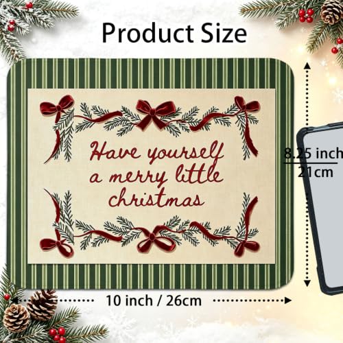 UTELKA Green and Red Chritmas Mouse Pad, Xmas Bows Mousepad for Desk - color: Xmas Bows, size: 10.2L x 8.2W inches