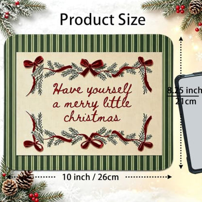 UTELKA Green and Red Chritmas Mouse Pad, Xmas Bows Mousepad for Desk - color: Xmas Bows, size: 10.2L x 8.2W inches