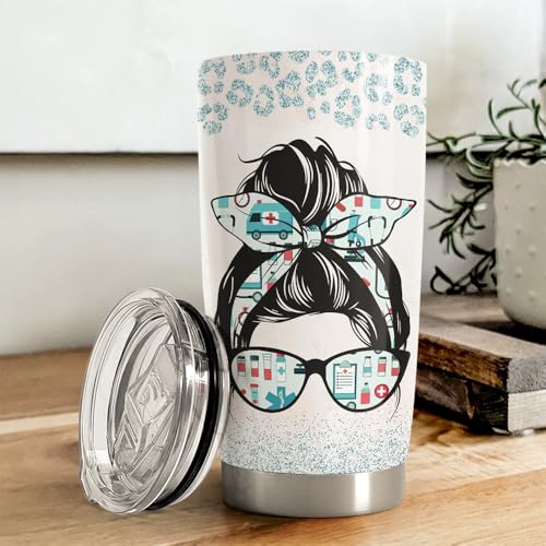 SANDJEST Nurse Tumbler 20oz Stainless Steel Insulated Coffee Travel Mug Cup for Nurses Nursing Student Female Friends Nurse Gift for Nurses Week Birthday Christmas Graduation - color: Nurse