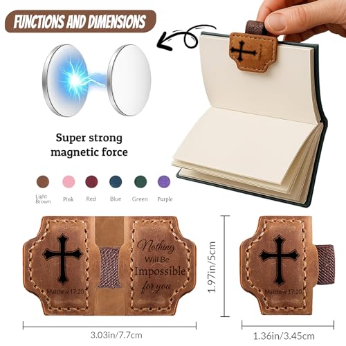 Personalized Leather Bookmark with Pen Holder - Magnetic Bible Verse Design, Christian Book Lovers Reading Accessory, for Book Lovers Men Women (Brown, Matthew 5:6) - color: Brown, size: Matthew 5:6