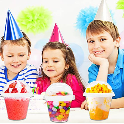 Szsrcywd 50 Pack 9 oz Clear Plastic Cups,Disposable Dessert Cups with No Hole Dome Lids,Crystal PET Party Cup for Parfait,Salad,Ice Cream,Cold Drink,Cupcake - style: 9oz dome lids with no hole