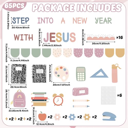 Christian Bulletin Board Set Back to School Classroom Decorations Religious Bulletin Board Christian Classroom Decor Jesus Cutouts Border for Sunday School VBS Church Chalkboard Wall Decor(Boho) - color: Boho