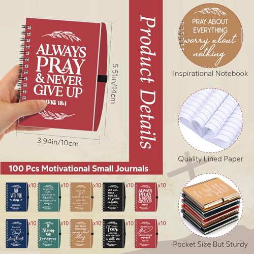 Kosiz 200 Pcs/100 Set Christian Gift Bulk Spiral Notebook and Pen, 5 Color - color: Multicolor