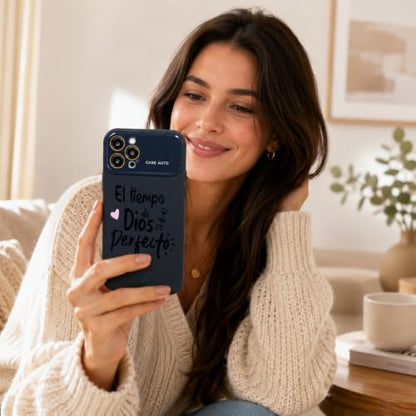 for iPhone 17 Pro Max Case God's Timing is Perfect Spanish Bible Verse Phone Case, Full Camera Lens Protection, Shockproof Drop Resistant Durable Cover (Black, iPhone 12 Pro) - color: black, size: iPhone 12 Pro