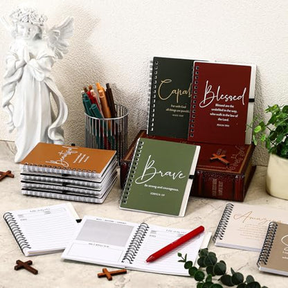 Kosiz 12 Sets Christian Notebook, Bible Study Prayer Pen, Retro Christian - color: Retro Christmas