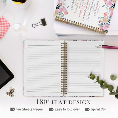 Christian Inspirational Spiral Notebook, Bible Journal Journal Notebook, Christian Notebook Gifts for Women Kids, Church Notes Notebook, Christian Scripture Notebooks for School, 5.5x8.3 Inch - color: god flower