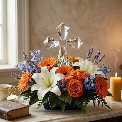 QFkris Clear Crystal Cross Standing Decor - color: Clear
