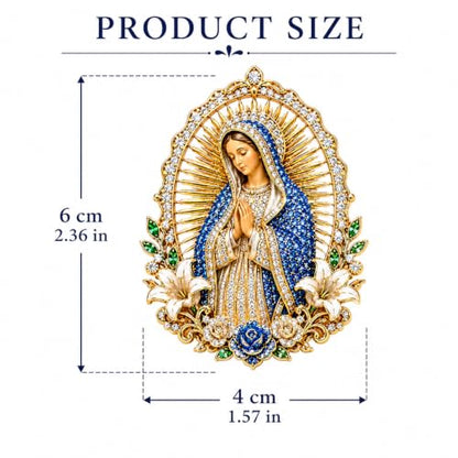 Sacred Heart of Jesus Brooch Pin, Virgin Mary Pin Catholic Sacred Heart Home Altar Church Baptism Religious Inspirational Jewelry Gift - color: Gold Blue Virgin Mary