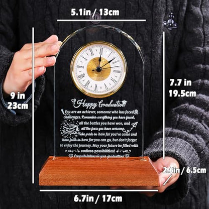 Arikyrist Glass Clock Graduation Gifts for Women Men Class of 2026 - color: Graduation
