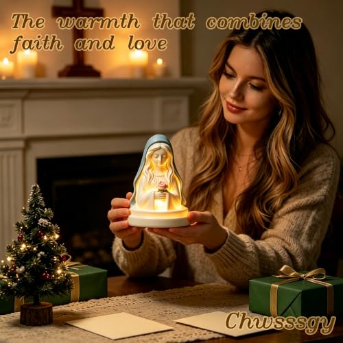 Virgin Mary Statue with Flower Night Light - color: bouquet