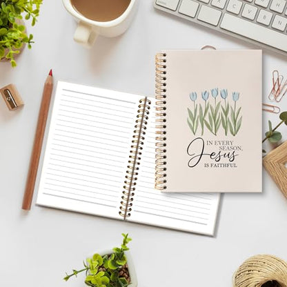 huester Christian Tulip Floral Notebook Journal, Bible Verse Journal for Women, Jesus Is Faithful Religious Scripture Notebooks for Note Taking, Bible Hardcover Spiral Notebook, 5.5x8.3 Inch - color: Christian03