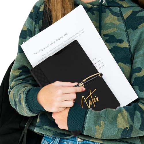 Canopy Street Black Notes Padfolio And Pen Set/Two Piece Journal Writing Stationery Set/Faux Leather Folio Notebook With Black And Gold Pen