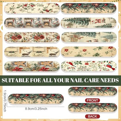 50 Pack Christmas Mini Nail Files Gifts Bulk Christmas Emery Boards - style: Retro