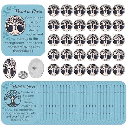 Quelay 30 Sets Rooted in Christ Pins on Card Bulk Religious Bible Verse Rooted in Christ Pins Gifts Christian Enamel Lapel Pin with Card for Man Women Church Gifts Sunday School Party Favor - style: Rooted in Christ