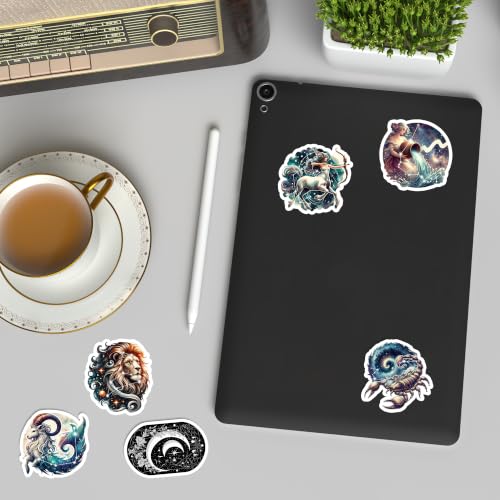 50 Pcs Zodiac Sticker Waterproof Vinyl Constellation Decals Astrology Stickers Water Bottle Notebook Phone Laptop Helmet Guitar Christmas Birthday Gifts for Coworkers Horoscope Lovers - color: Zodiac