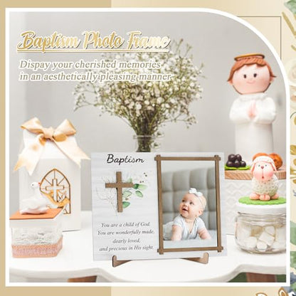 Baptism Gifts for Boys Girls, Baptism Photo Frame with Gift Box, Leaf - style: Leaf