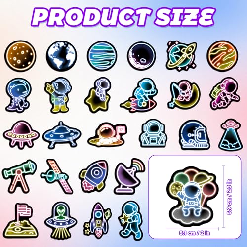 50 Pcs Glow in The Dark Neon Space Water Bottle Stickers - color: Luminescent-475kscp