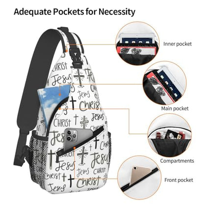 Jesus Christian Cross Crossbody Sling Bag For Women Men Adjustable Chest Bag Cute Shoulder Backpack Daypack For Sport Travel Hiking - color: Jesus Christian Cross 6