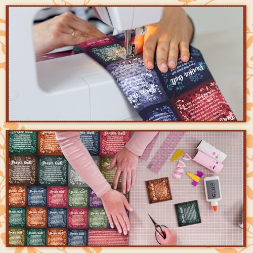 Fanfanwin 38 Sets Prayer Quilt Squares with Crosses, Retro, Brown - color: Brown, style: Retro