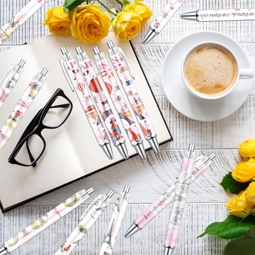 Wxiben Paris Ballpoint Pens Set - 24PCS City Travel Souvenirs Gifts French Paris Pen Eiffel Tower Smooth Writing Ballpoint Bulk for Women Girls Teacher Traveler Office School Supplies Party Gift - color: Paris