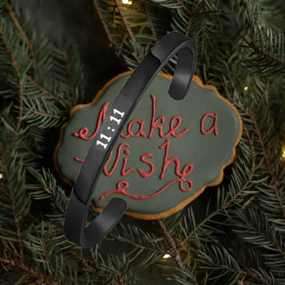 11 : 11 Cuff Angel Numbers Bracelet Make A Wish Gift for Women - color: Black