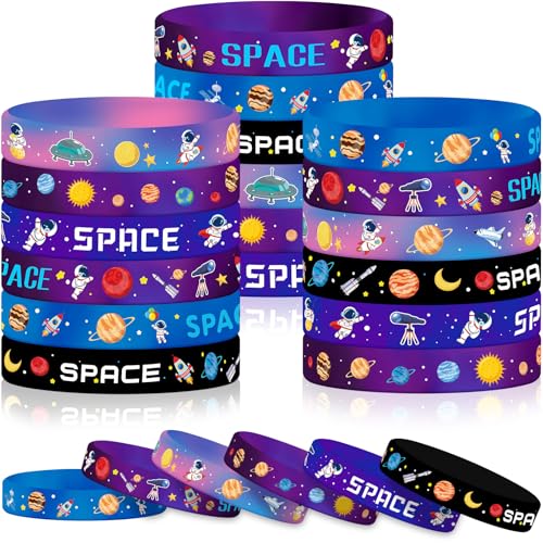 JUNEBRUSHS 42pcs Outer Space Party Favors Silicone Bracelets 6 Designs - style: Outer Space Style