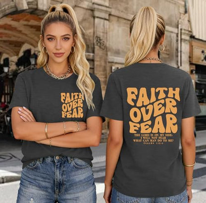 Womens Christian Shirts Funny Bible Verse Graphic T-Shirts Religious Faith Inspirational Short Sleeve Tee Tops - color: Agrey1, size: Small
