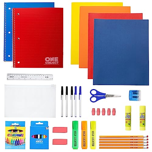 12 Pack 17" Bulk Backpacks with 52 Piece School Supply Kit , 12 Colors - color: 2 Tone, size: 52 Piece SS Kit