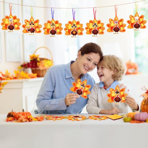 Fennoral 24 Pack Thanksgiving Turkey Suncatcher Craft Kit for Kids - color: Turkey