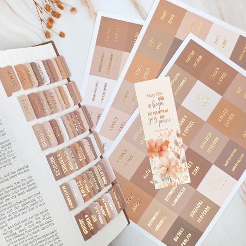 Laminated Bible Tabs for Women and Men, Gold Foil Embossed Lettering - style: Amber Brown