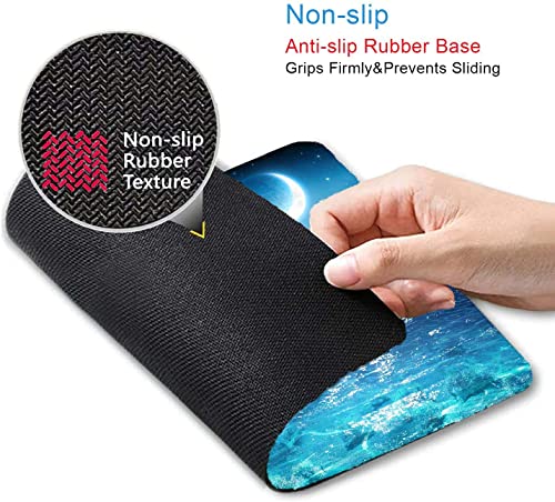 Ocean and Moon Mouse Pad, Romantic Moon On Sea in Magic Night, Waterproof Non-Slip Rubber Base Mousepad, 9.5"x7.9"x0.12" Inch - color: S401