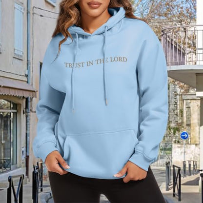 Tuislay Trust In The Lord Hoodie Christian Sweatshirts Women - color: Blue, size: Small