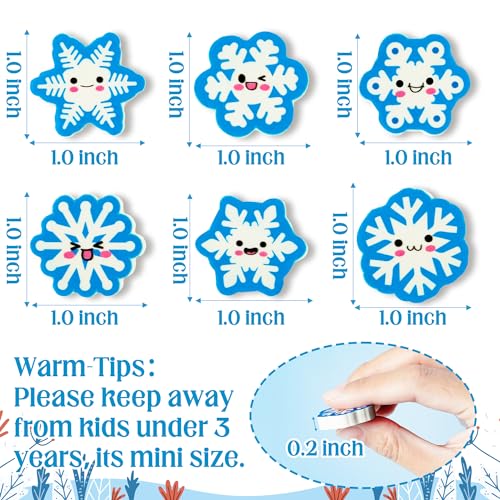 ANGOLIO 60 Pcs Winter Snowflake Mini Erasers for Kids Assortment Xmas Mini Pencil Erasers Christmas Snowflake Erasers for School Student Xmas Gift Party Favors Homework Reward Classroom Prizes Gift - style: Snowflake