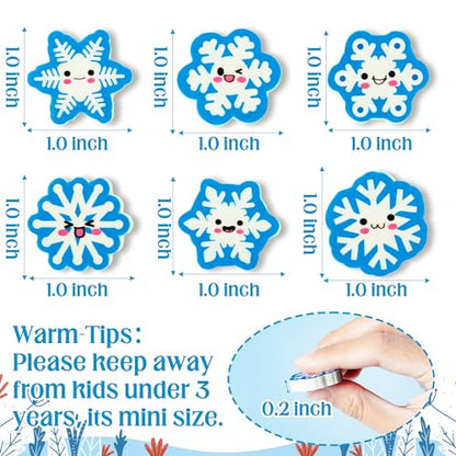 ANGOLIO 60 Pcs Winter Snowflake Mini Erasers for Kids Assortment Xmas Mini Pencil Erasers Christmas Snowflake Erasers for School Student Xmas Gift Party Favors Homework Reward Classroom Prizes Gift - style: Snowflake