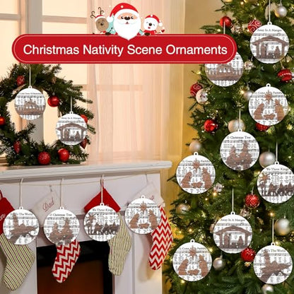 Bucherry 6 Pcs Wooden Christmas Nativity Scene Ornaments Bulk,Music Themed - style: Music Themed