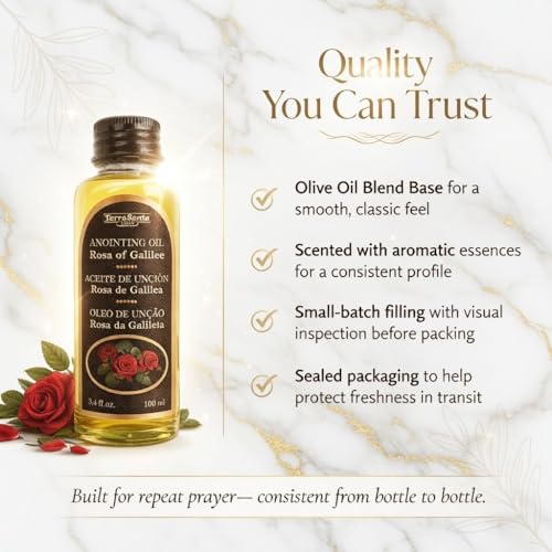 Rose of Galilee Anointing Oil for Prayer & Worship - Biblical Scented Oil for Home Altar & Church - Christian Gift from Holy Land (3.4 fl. oz - 100 ml) - color: 3.4 Fl. Oz - 100 Ml