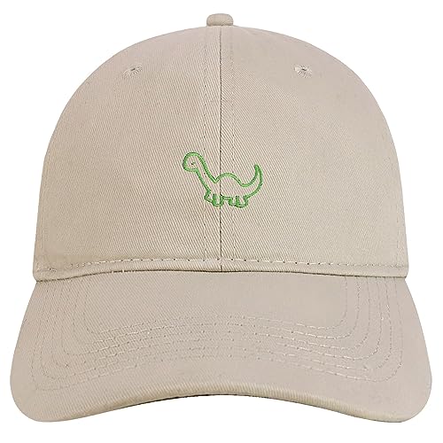 Trendy Apparel Shop Dinosaurs Embroidered Cap Premium Cotton Dad Hat - color: New Stone