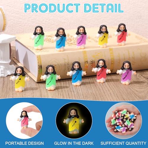 CroBlissful 25 Pcs Little Jesus Figurine Glow in the Dark, Bible Style - style: Bible Style