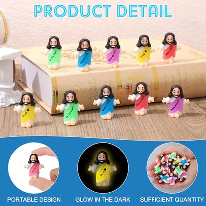 CroBlissful 25 Pcs Little Jesus Figurine Glow in the Dark, Bible Style - style: Bible Style