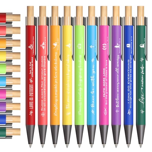 Bible Verse Pens Ballpoint Smooth Writing Retractable Pens for Men Women Christian Gifts Inspirational Pen for School Office Church Supplies 10-Pack