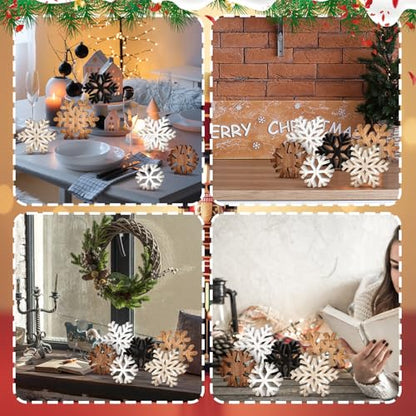 Yuntau 6 Pcs Christmas Table Decoration Wood Table Centerpiece, Snowflake - style: Snowflake