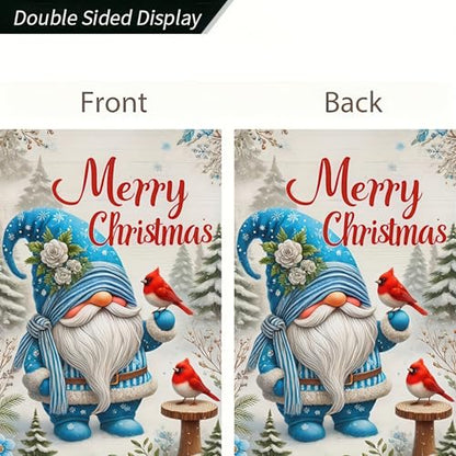 BlissYard Christmas Gnome Garden Flag 12x18 Inch Polyester - color: Gnome and Cardinals
