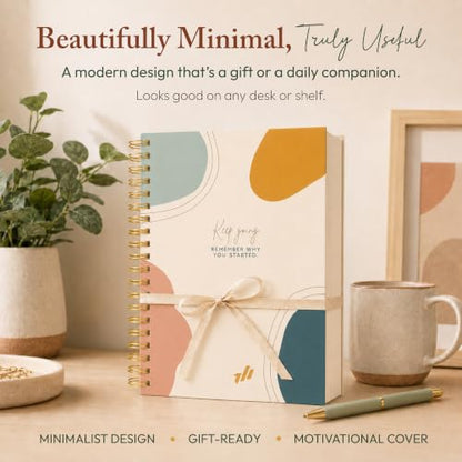 300-Page Hard Cover Notebook with Affirmations - B5 Spiral Bound - color: Keep Going