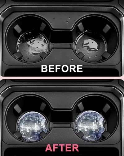 Swooflia 2 Pack Absorbent Ceramic Car Coasters for Women - color: Silver Ball